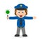 Policewoman Character with Signaling Disk