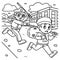 Policewoman Chasing Thief Coloring Page