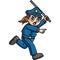 Policewoman Holding Baton Cartoon Colored Clipart