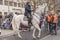 Policewoman on horseback opening Carnival parade, Stuttgart