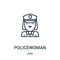 policewoman icon vector from jobs collection. Thin line policewoman outline icon vector illustration. Linear symbol