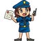 Policewoman Reporting Cartoon Colored Clipart