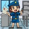 Policewoman Reporting Colored Cartoon Illustration