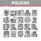 Policies Data Process Collection Icons Set Vector