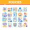 Policies Data Process Collection Icons Set Vector