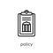 policy icon. Trendy modern flat linear vector policy icon on white background from thin line law and justice collection