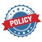 POLICY text on red blue ribbon stamp