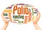 Polio word cloud hand sphere concept