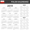 Polish Calendar for 2019, 2020 and 2021. Scheduler, agenda or diary template. Week starts on Monday