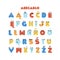 Polish colorful latin alphabet for kids with hand drawn cartoon characters.
