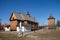 Polish country side wooden Catholic church, simple and robust