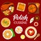 Polish cuisine menu cover, vegetable meat food