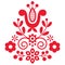 Polish cute folk art vector design wtih flowers and leaves - greeting card or wedding invitation ornament