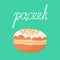 Polish donut with icing and zest topping. Vector hand drawn illustration.