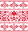 Polish ethnic vector seamless embroidery pattern with flowers and hearts inspired by folk art embroidery Lachy Sadeckie - textile