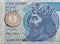 Polish fifty zloty bill and coin macro