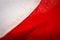 Polish flag of natural fabric, red and white colors