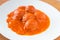 Polish homemade meatball called in Poland as pulpety with tomato sauce.