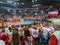 Polish men volleyball team celebrate winning game in Spodek in Katowice, Poland