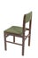 Polish original chair from the 70s and 80s with green stripes. Angled view from the back.