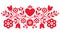 Polish retro folk art vector design with flowers and hearts perfect for Valentine`s Day greeting card or wedding invitation