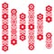 Polish retro folk art vector long vertical design elements set inspired by floral traditional embroidery, greeting card patterns