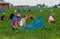 Polish seasonal workers picking strawberries