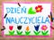 Polish Teacher`s Day card with words `DzieÅ„ Nauczyciela`