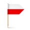 Polish toothpick flag. Souvenir from Poland. Wooden toothpick with paper flag. Location mark, map pointer. Blank mockup