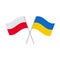 Polish and Ukrainian flags icon isolated on white background