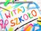 Polish words `Welcome back to school` and school accessories