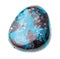 Polished chrysocolla gemstone cutout on white