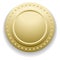 Polished gold medal. Realistic blank round mockup