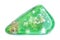 Polished green nephrite gemstone isolated on white
