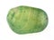 polished green transparent Calcite stone on white