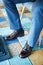 Polished Men Shoes on Tiled Floor
