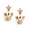 Polished Metamorphosis: Yellow Gold Crown Earrings With Diamonds