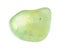 Polished prehnite gemstone cutout on white