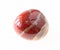 polished red brecciated jasper stone on white