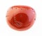 polished red coral (Precious coral) stone on white