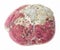 polished thulite (pink zoisite) gem stone on white