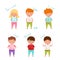 Polite little children apologizing set. Boys and girls expressing regret. Good manners concept cartoon vector