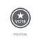 Political american elections publicity badge icon. Trendy Political american elections publicity badge logo concept on white back