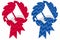 Political Election News Noise Megaphone Rosette Logos in Red or Blue