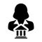 Political icon vector with female person profile avatar with building symbol for governance in glyph pictogram