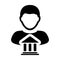 Political icon vector with male person profile avatar with building symbol for governance in glyph pictogram