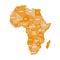 Political map of Africa in four shades of orange with white country name