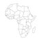 Political map of Africa. Simplified black wireframe outline. Vector illustration