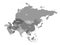 Political map of Asia continent in shades of grey. Vector illustration
