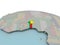 Political map of Benin on globe with flag